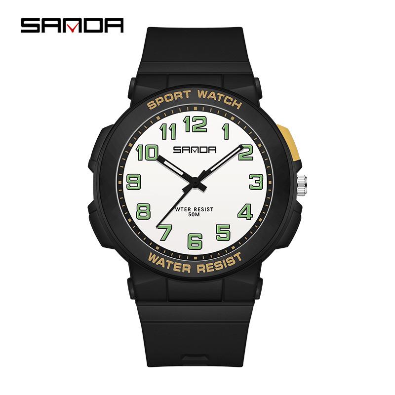 Sanda Unisex Luminous Quartz Watch: Trendy, 50M Waterproof, Ideal for Students and Sports.