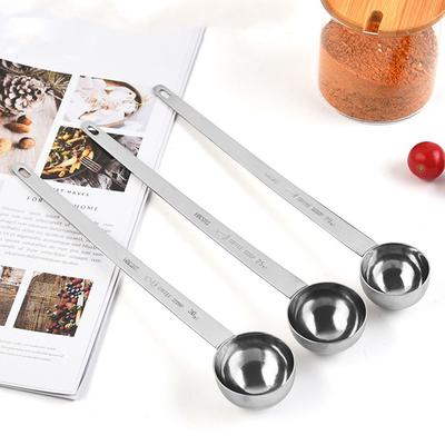 Stainless Steel Coffee Scoop 5/10/15/20/25/30ML Long Handle Measuring Tablespoon Thicken Coffee Measuring Spoon Blending