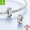 Double-Layer Sparkling Zircon Silicone Positioning Bracelet Bead Spacer Simple Classic S925 Sterling Silver Beads Loose Beads