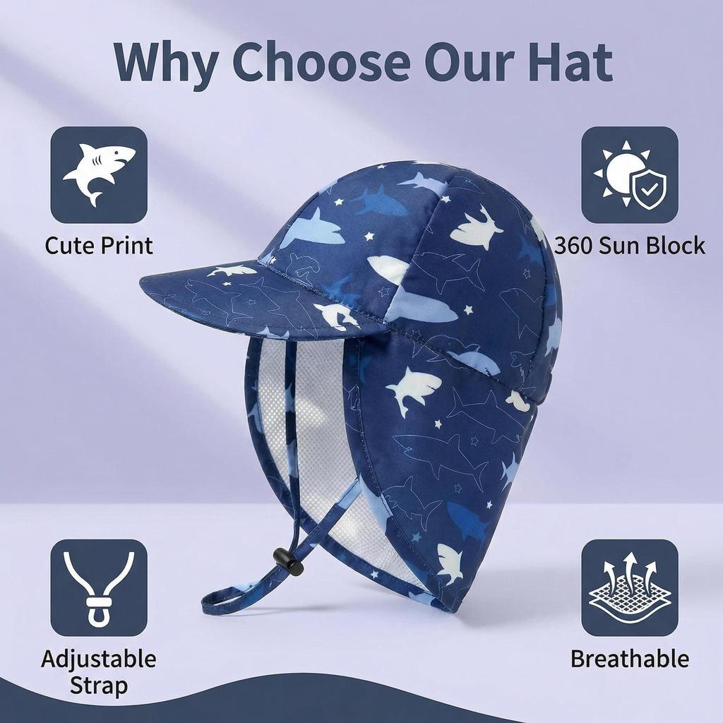 Kids' Quick-Dry Sun Hat with Neck Protection - Boys & Girls Baseball Cap for Outdoor Play
