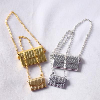 Metal Dollhouse Mini Bag Miniature Metal Chain Pack Doll Mini Bag  for 1/6,1/8 BJD Doll /OB11