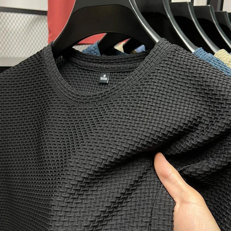 

M-5XL летняя мужская футболка с круглым вырезом и короткими рукавами, устойчивая к морщинам и дышащая верхняя текстура, универсальная ткань для отдыха M