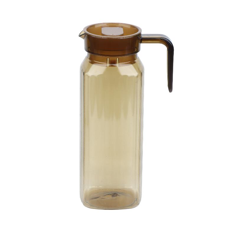 1.1L Large Capacity Ribbed Pitcher With Lid And Handle Transparent Water Jug Drink Storage Pot For Home And Office Use
