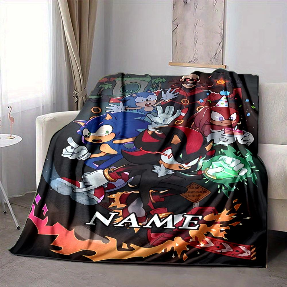 Custom 1pc Sonic Characters Celebration Blanket, Soft And Comfortable Blanket, Casual Warm, Camping Travel Blanket, Birthday Gift Q912187