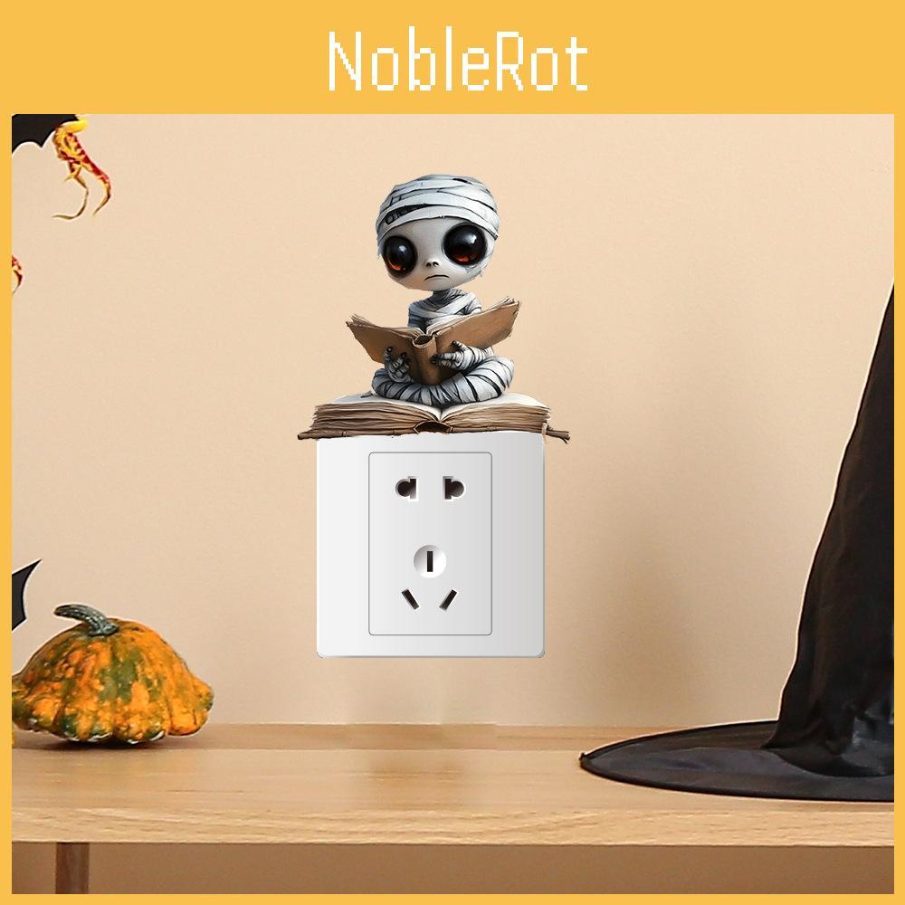 Cute Halloween Reading Book Skeleton Switch Sticker Wall Sticker For Decor Home