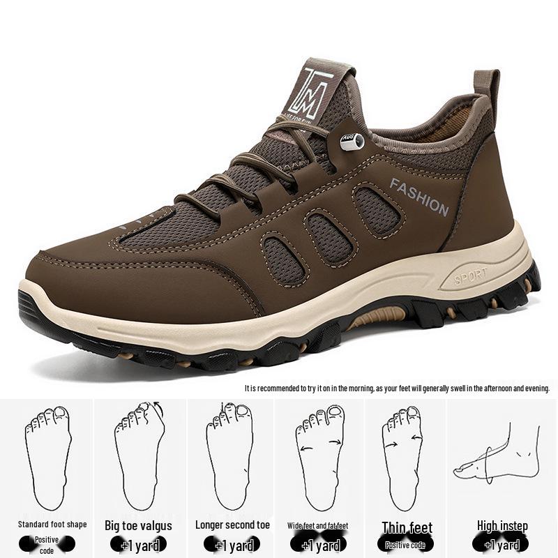 Men's Spring Breathable Outdoor Hiking Shoes - Lightweight, Comfortable Travel Shoes for Middle-Aged and Elderly