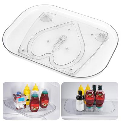 Yousheng Rotating Refrigerator Organizer Rectangular Turntable Rotating Drink Organizer Tray for Kitchen Countertop Cabinet Pantry Fridge Storage