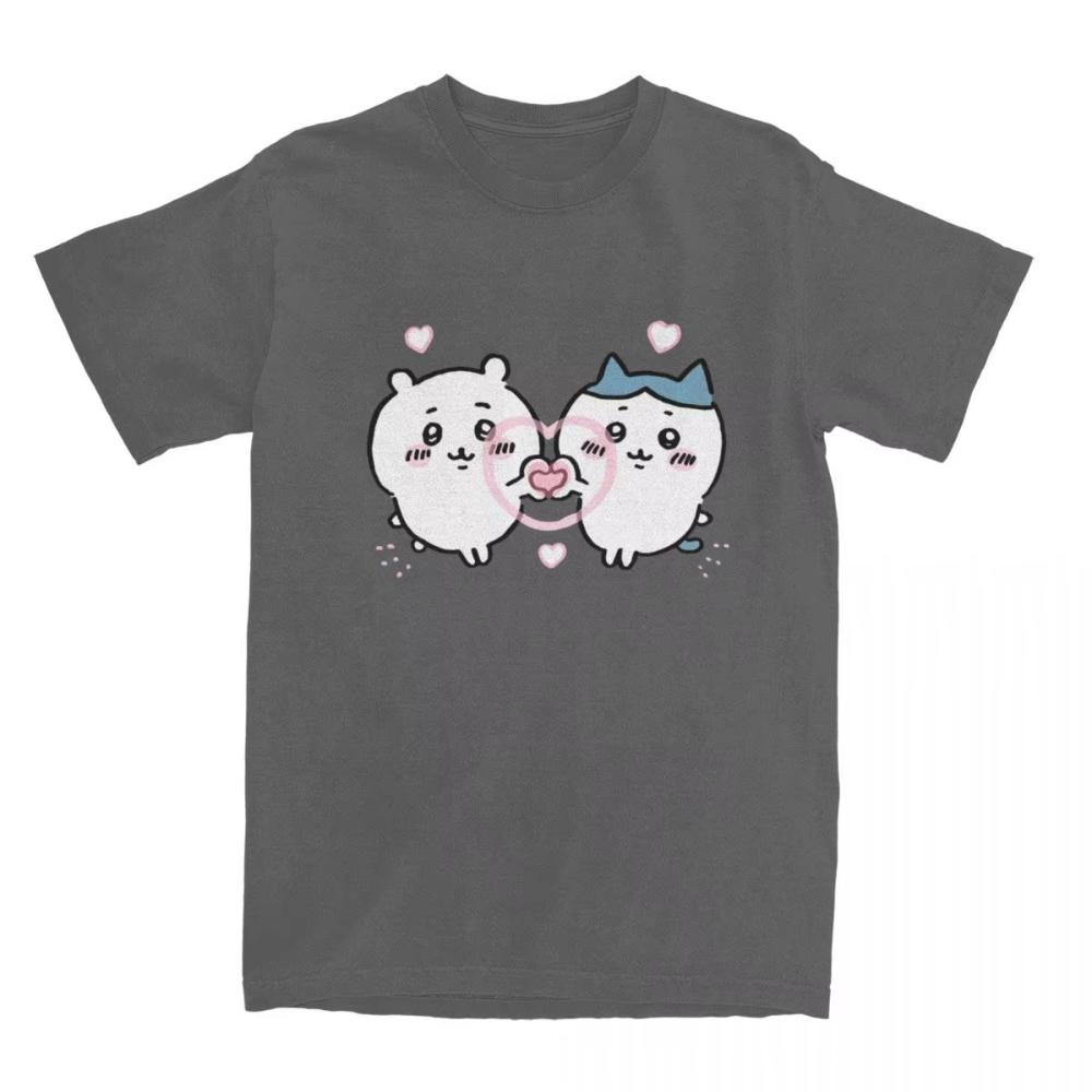 MINISO Chiikawa Anime Japan Cute Cartoon Y2K T-Shirts Hippie T Shirts Short-Sleeve Tshirts Summer Cotton O Neck Oversize Clothes