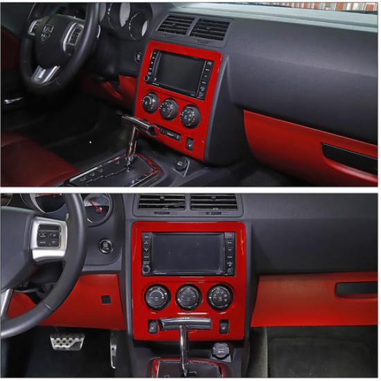 Red ABS Central Control Navigation GPS Panel Trim For Dodge Challenger 2009-2014