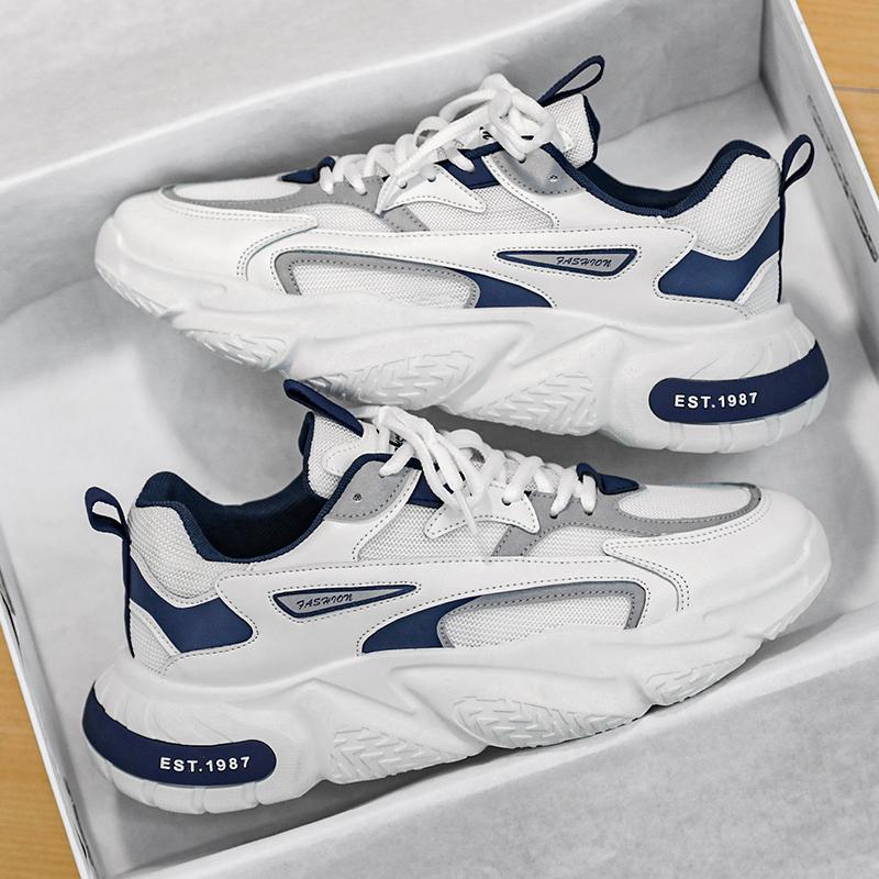 Fashion Thick Bottom Sneakers for Men Mesh Breathable Elevated Increase 2024 New Fashion Casual Simple All-match Men Shoes Summertime