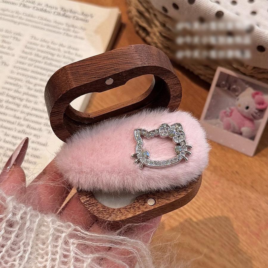 Autumn Winter Plush Rhinestone Cat Hair Clip - 2025 New Cute Bangs & Flyaways Side Clip