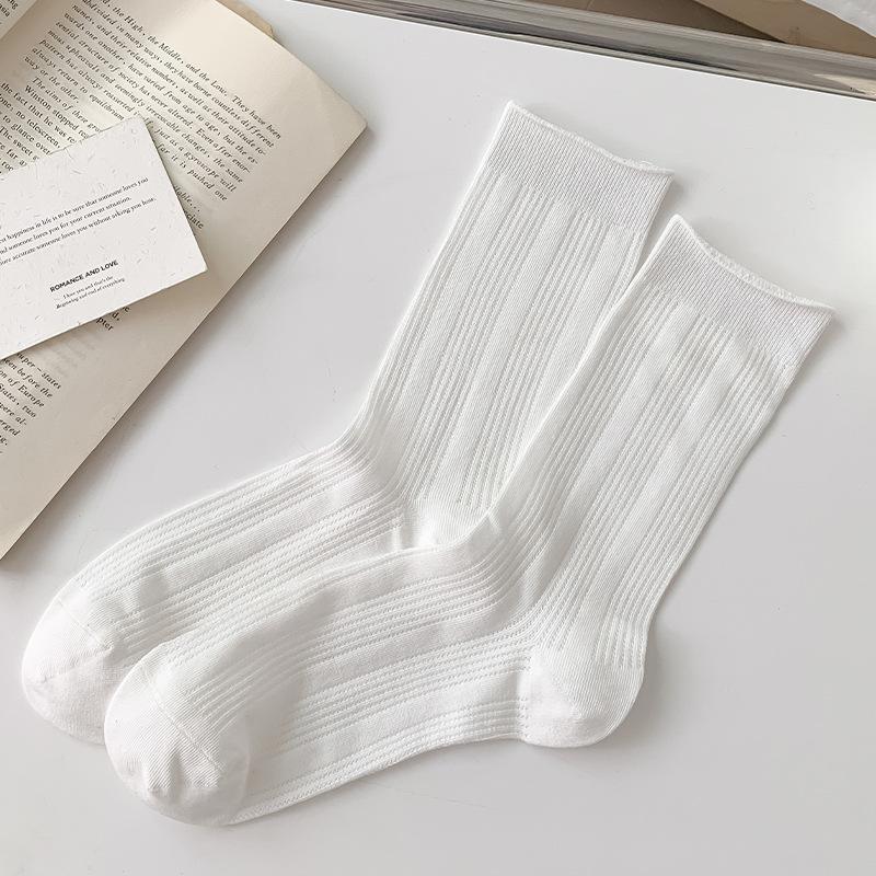 

Female Spring and Summer Thin Style Solid Color Mesh Rolled Edge Loose In The Tube Pile Pile Cotton Socks 1 pair чистый белый