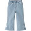 DAVE & BELLA Girls' Embroidered Denim Capri Slit Flare Pants