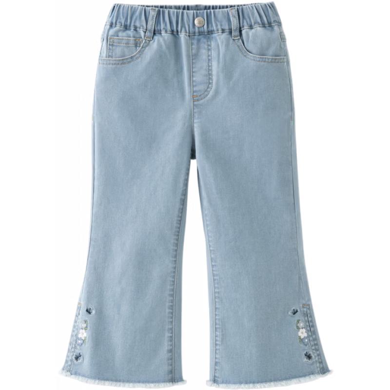 DAVE & BELLA Girls  Embroidered Denim Capri Slit Flare Pants 140 cm