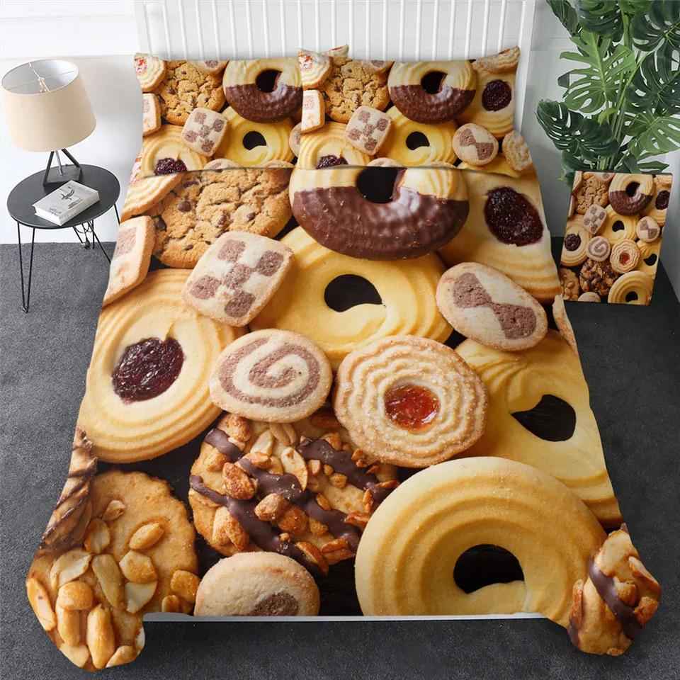 Gourmet Pancake Pattern Duvet Set Fun Three-Piece Set Suitable For Boys And Girls