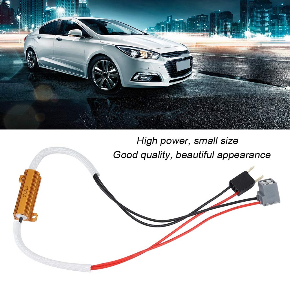 Akozon Headlight Decoder 2pcs LED Headlight Fog Lamp Load Resistance Decoder H7 Anti Flicker Flash Error Cancellation