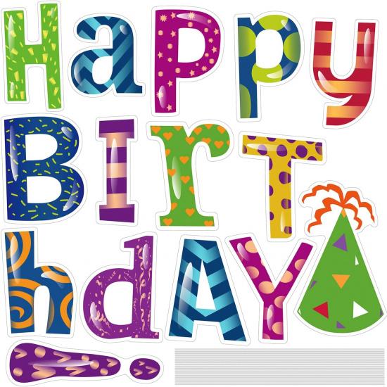 URATOT 15 Pack Happy Birthday Letters Yard Sign Card Colorful Lawn Sign Outdoor Lawn Decorations with Stakes