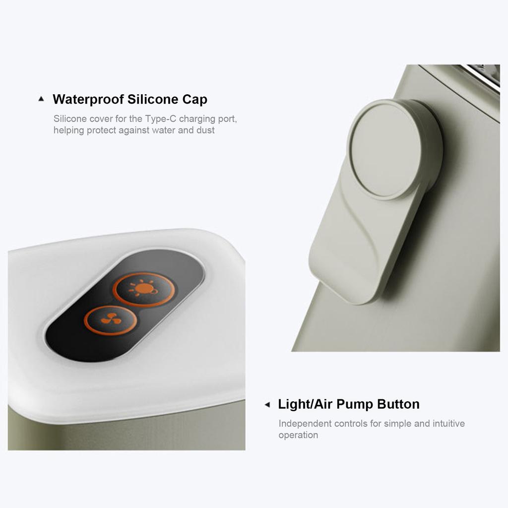 Electric Compressor Inflator with Camping Light Rechargeable Inflate Deflate Pumps for Pool Floats/Air Bed/Vacuum Storage Bags