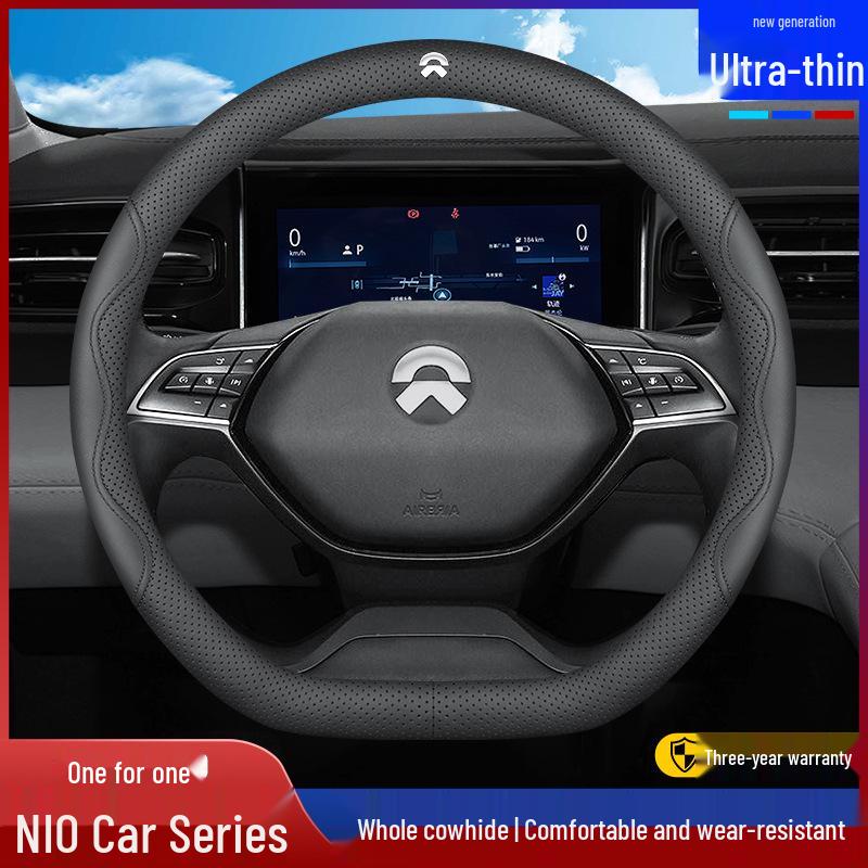 Genuine Leather Steering Wheel Cover for NIO ET5T, ES6, ES8, ET5, EC6, ET7, EC7, ET9 - Four Seasons Grip