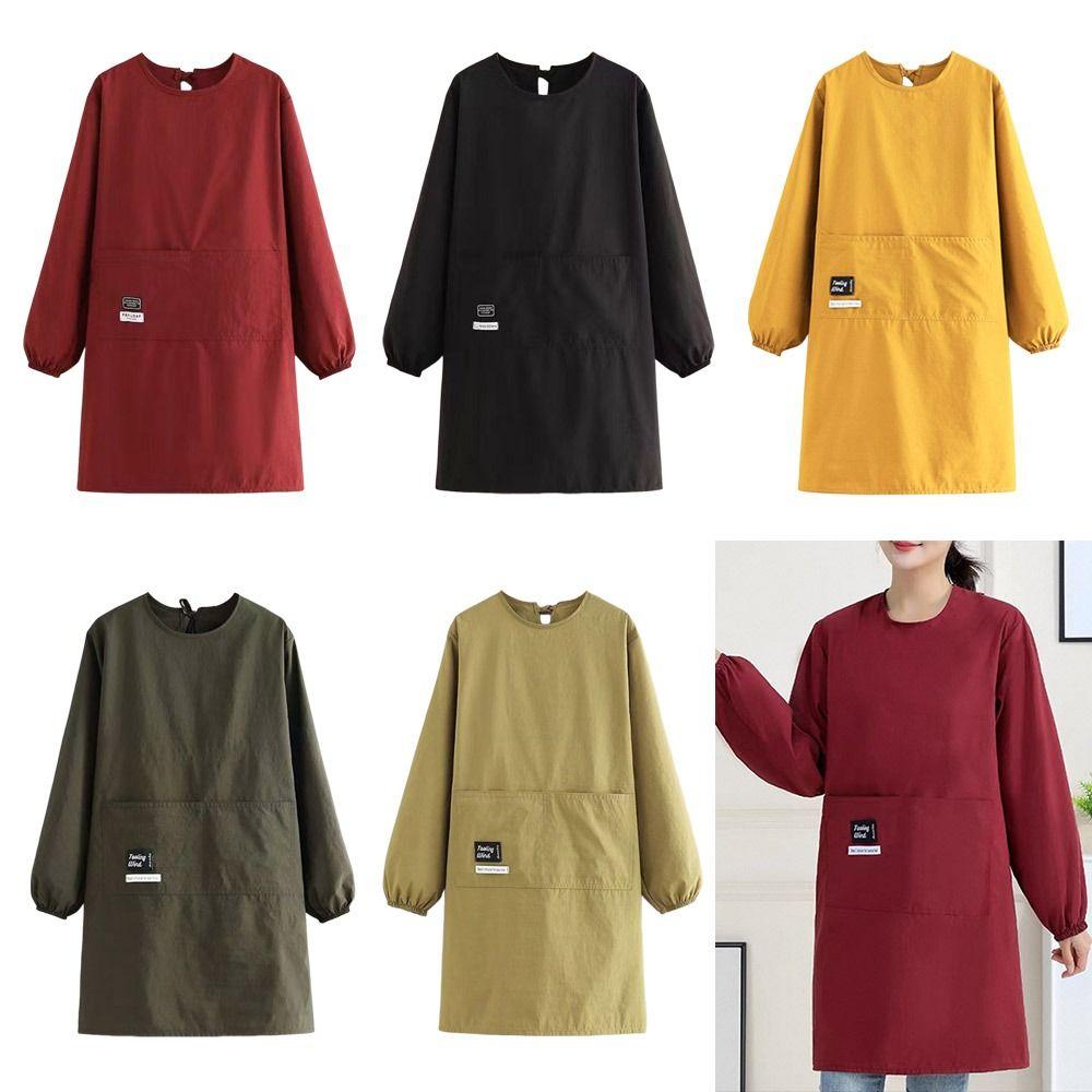 Langärmige Küchenschürze Wasserdicht Catering Arbeitskleidung Kaffeehaus Schürzen für Heimküche