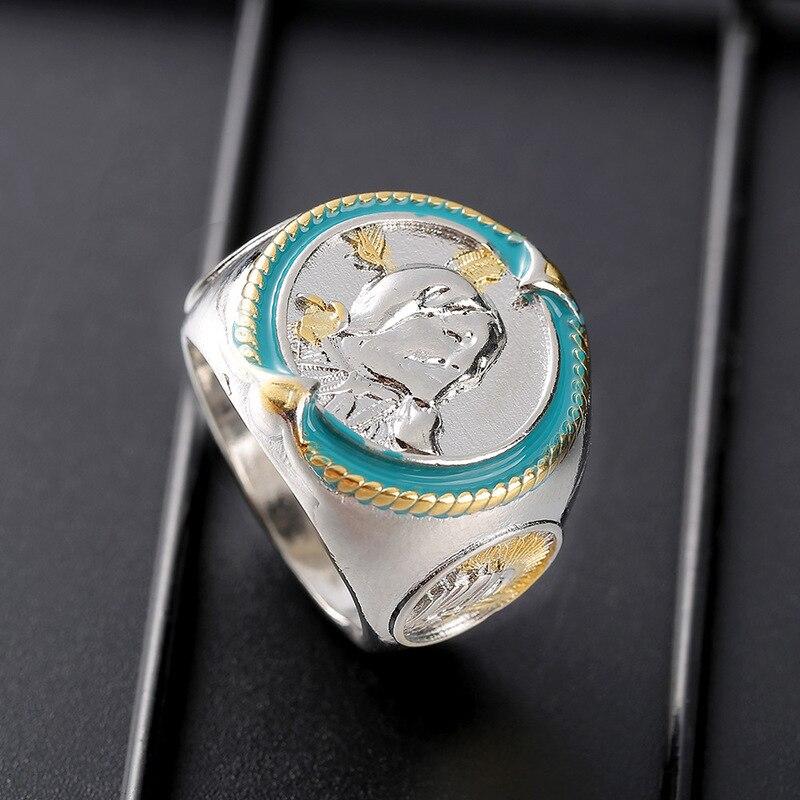 Indian Chief Hip Hop Pirate Eagle Ring Western Ethnic Cowboy Style Ring dla mężczyzn Vintage 925 Silver Jewelry