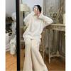 145cm Petite High-Waisted Thick Plush Warm Loose Slimming Wide-Leg Pants for Women