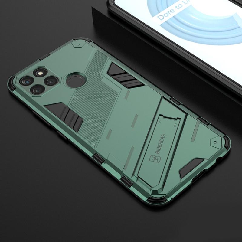 Für OPPO Realme C15 C12 4G Armor Stoßfeste Telefonhülle Rückseite Magnetischer Ständer Anti-Fall-Schutz Coque-Hüllen