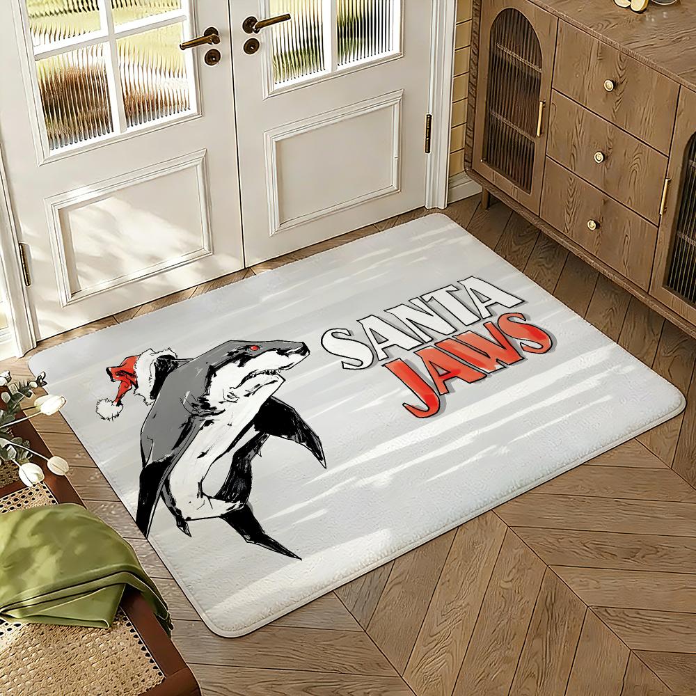 Jaws Thriller Movie Fans Floor Mat Soft Thickened Absorbent Non-Slip Bedroom Living Room Door Mat Home Decor Flannel Rugs
