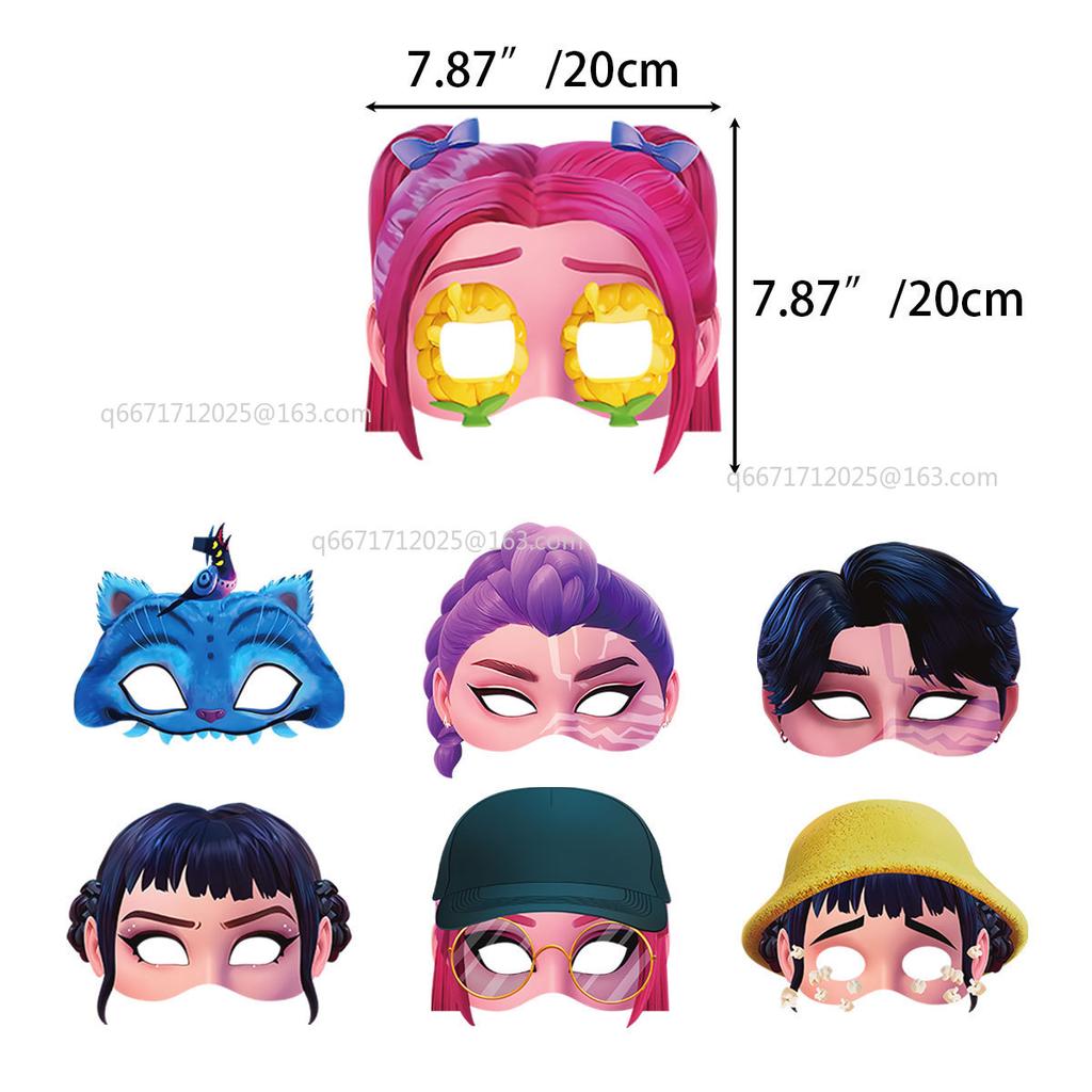 A 12pcs Kpop Demon Hunters Mask Birthday Party Cosplay Party Pography Props Decorations Girls Boys Halloween Party Gifts