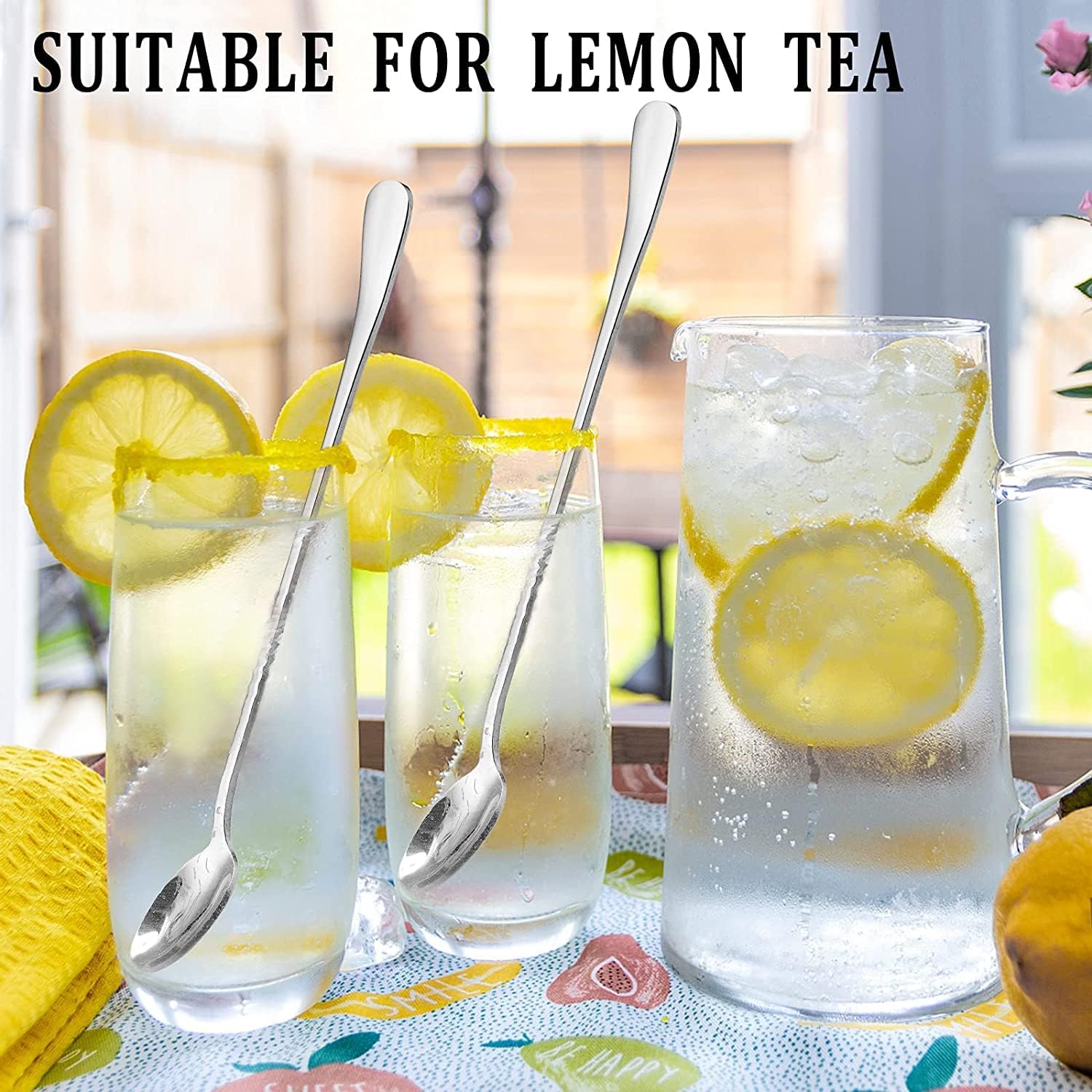 8 Pack Cocktail Spoon Long Handle 9-Inch Ice Tea Spoons Stainless Steel Coffee Ice Cream Stirring Spoon Mixing Spoons