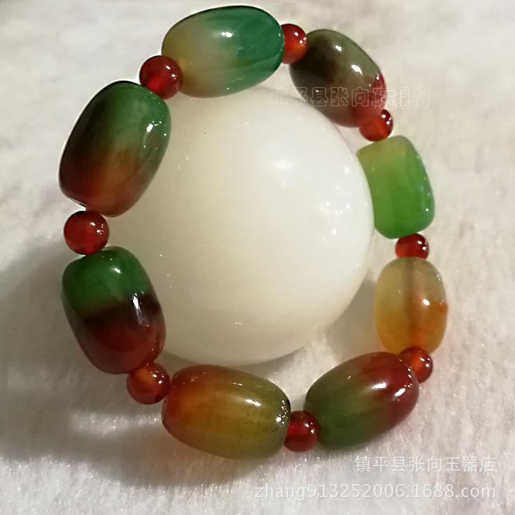 Jade Tricolor Oval Chalcedony Agate Bracelet
