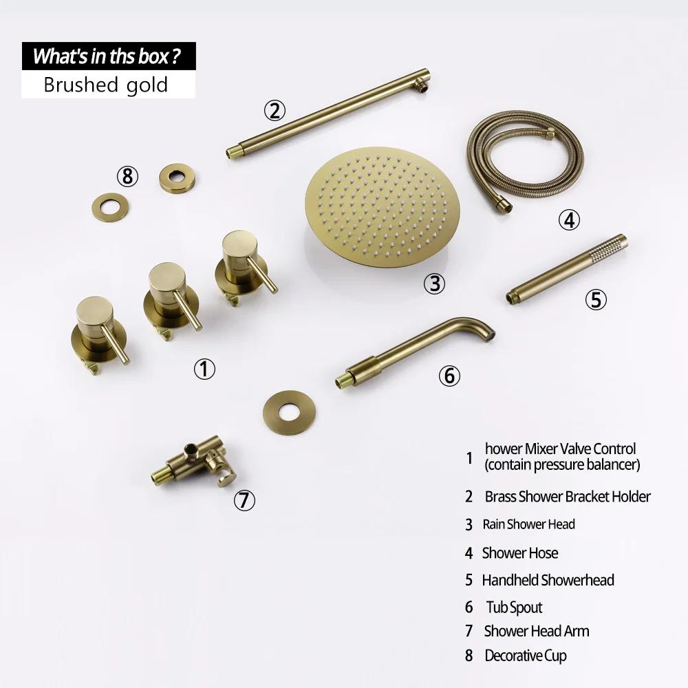 Bathroom Shower Faucet Set Bathroom Mixer Tap Bathtub With Brass Rainfall Headshower Handshower Hot Cold Spout 3 Way Diverter