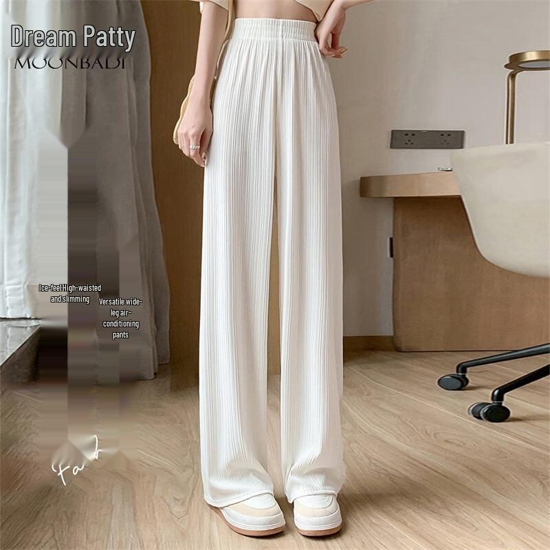 Mengbadi Women s High-Waist Wide-Leg Ice Silk Pants XL