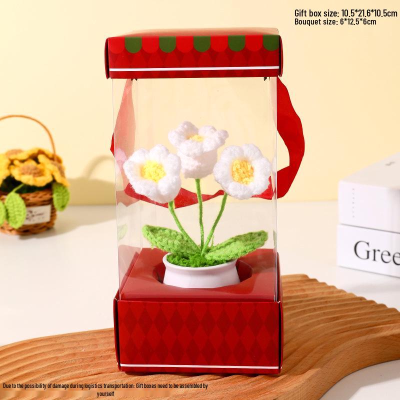Handgefertigte Sonnenblumen-Schreibtischdekoration - Gewebtes Blumenstrauß-Geschenk für Schüler & Mädchen