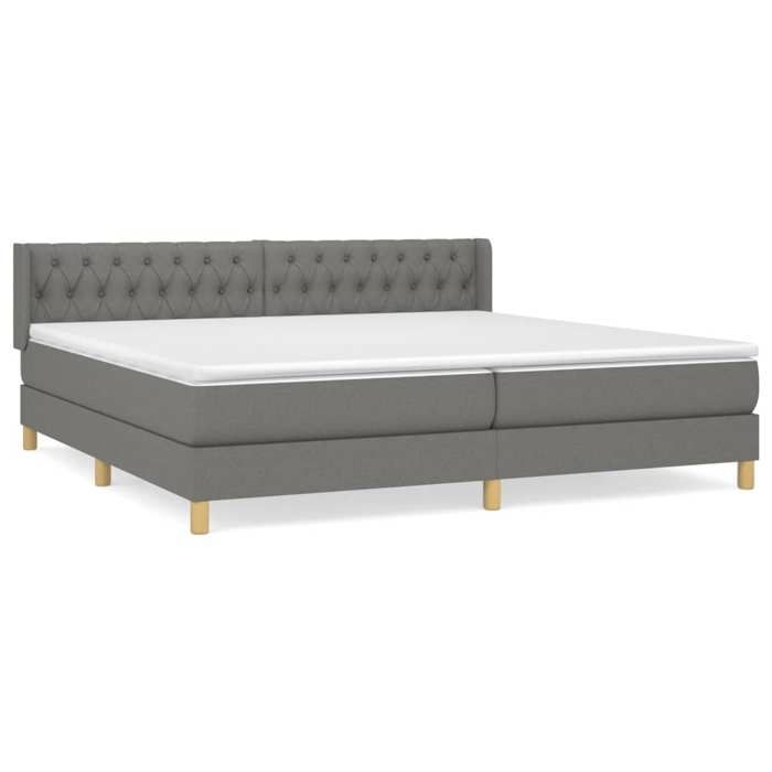 3130538 vidaXL Divan Bed with Mattress Dark Grey 200x200cm Fabric
