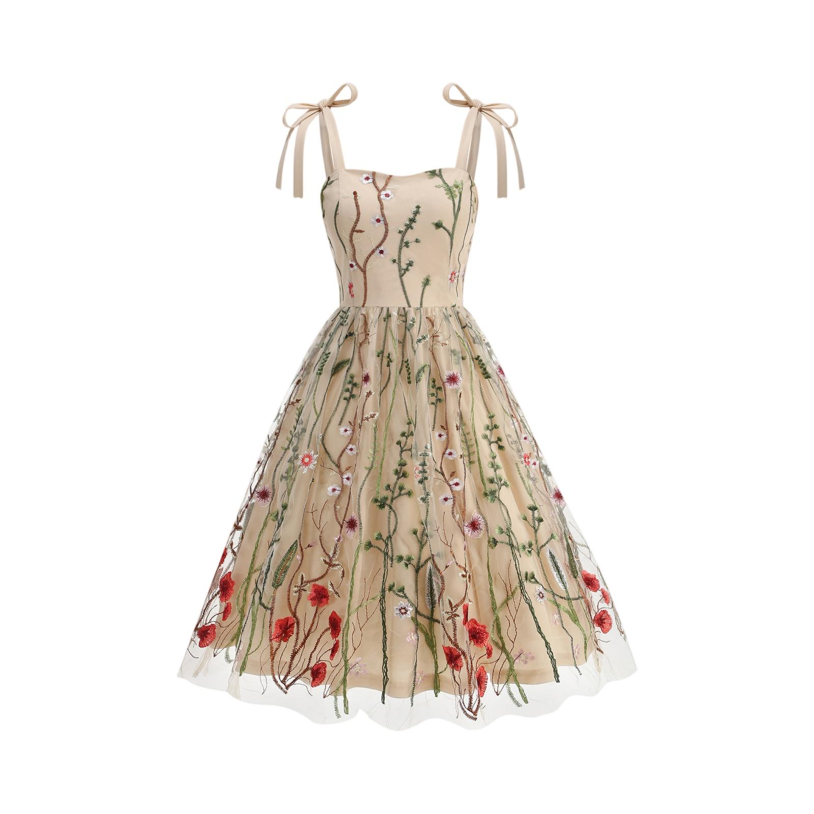 

Женское модное цветное платье без рукавов L бежевый