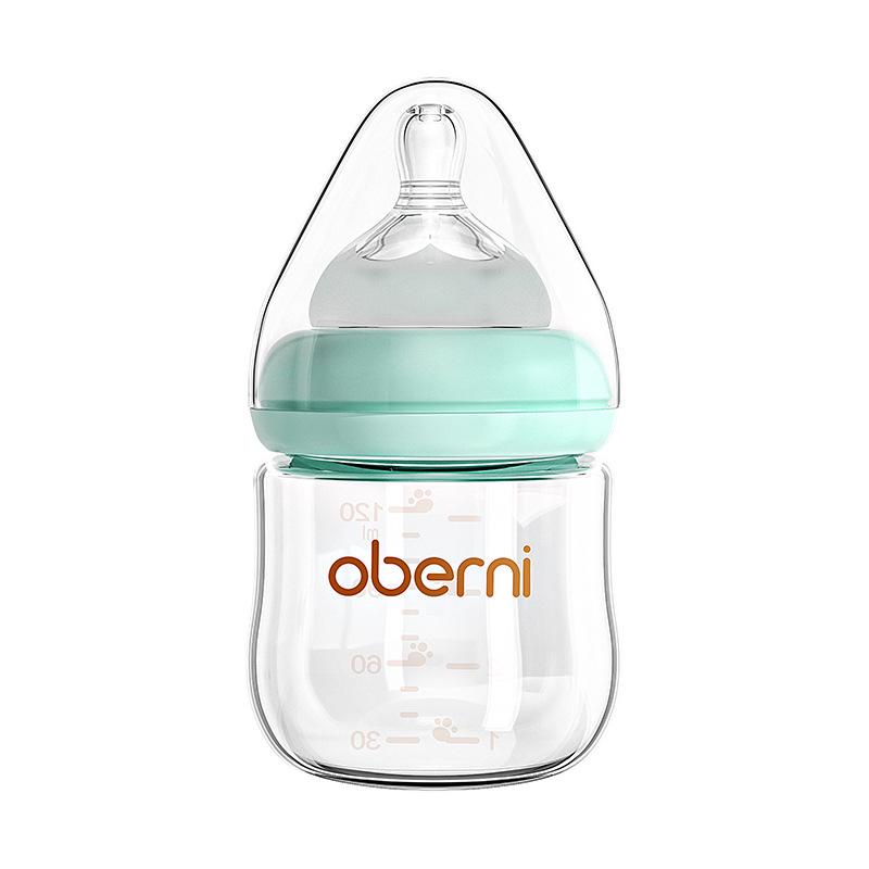 Aubeni 150ML Wide Mouth Glass Baby Bottle, Anti-Choke & Anti-Colic, for Newborns 0-6 Months