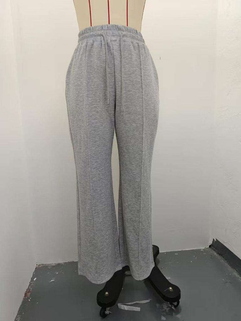 2026 Autumn/Winter Women's Solid Color Tie-Waist Wide-Leg Pants