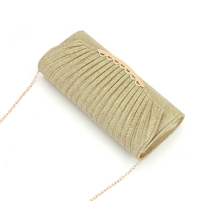 Dámská taška na večeři Řetízkový popruh Crossbody vráska Party Večerní taška na líčení Šití Svatební kabelka