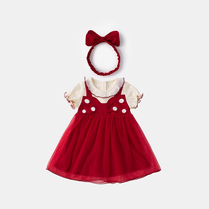 

Летнее платье для девочек 2025: Милое платье принцессы с бантом, пышное, для прогулок Size 73 вино красного