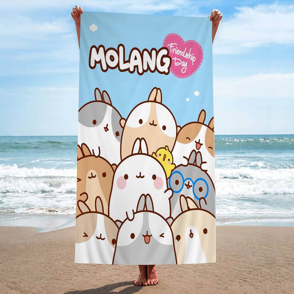 Cute M-molangs Microfiber Printed Beach Towel Mountain Climbing Yoga Beach Swimming Running Absorbent Soft Towel