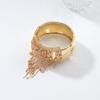 Silver-Tone Plated Tassel Cuff Bracelet Hypoallergenic Material Multi-Layered Chains Wide Band Fringe Bangle