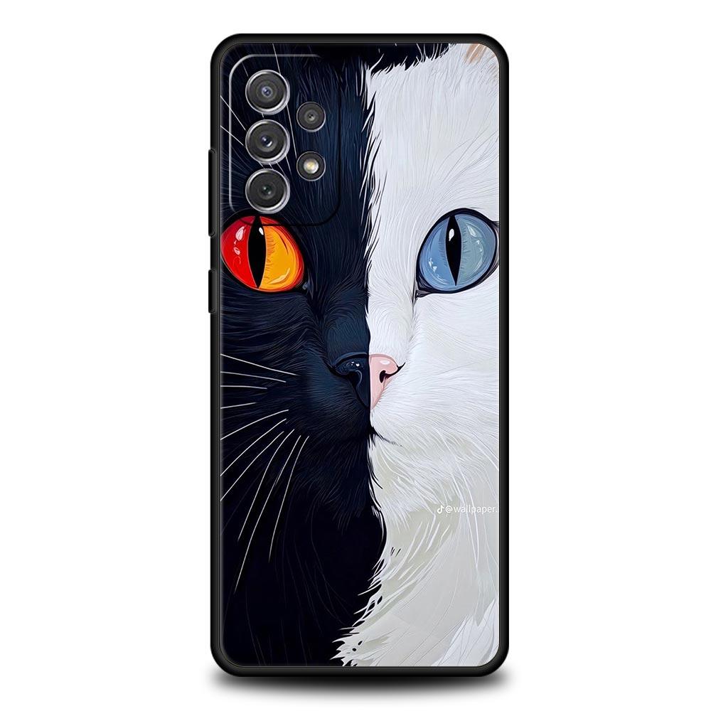 Cute Cat Phone Case for Samsung Galaxy A55 A35 A17 A07 A15 A13 A25 A51 A71 A72 A73 A32 A52 A52S A41 5G Soft TPU Shell Fundas Bag
