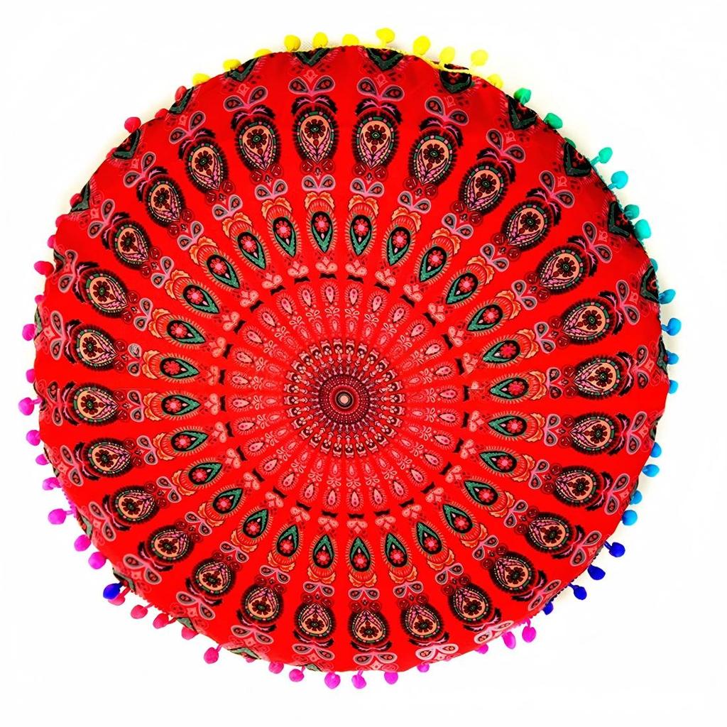 Bohemian 43cm/80cm Round Pillow Case Mandala Pattern Cushion Cover Indian Elephant Retro Meditation Floor Decorative Pillows