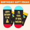 Zmart 15th Birthday Gift Ideas Socks - 15th Birthday Gifts Socks for 15 Year Old Boys Girls, Gift Ideas for 15 Year Old Teens