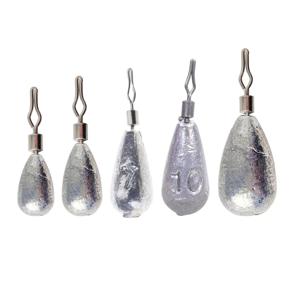50pcs Saltwater Fishing Weights Fishing Bottom Sinkers Weight Bass Casting Fishing Weights Sinkers 360 Degree Rotating