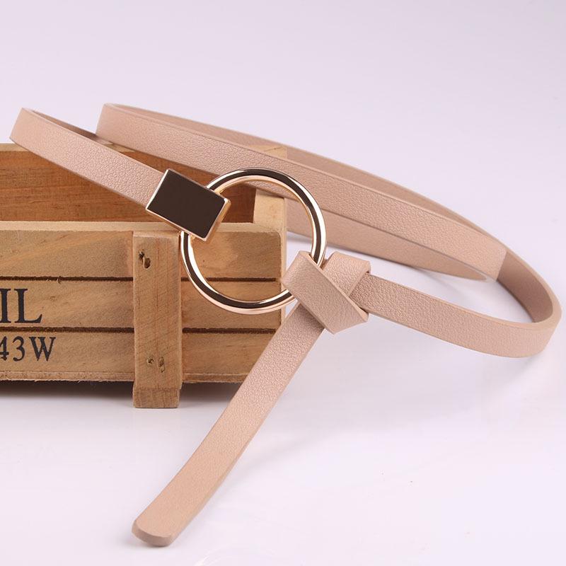 New Style Korean Women's Belt with Sweater Dress Decorative Tiny Leather Belt Versatile Women's Round Buckle Leather Belt