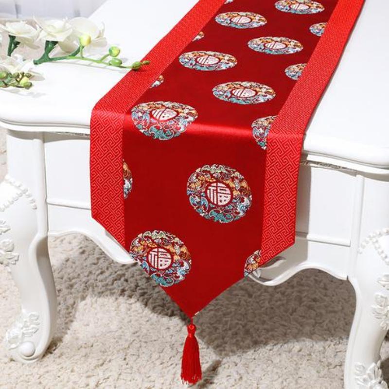 Steagul de masă de țesut din brocart chinezesc Moda simplu Steagul de masă rurală Tesatura de masă de ceai Tesatura de masă pentru masă
