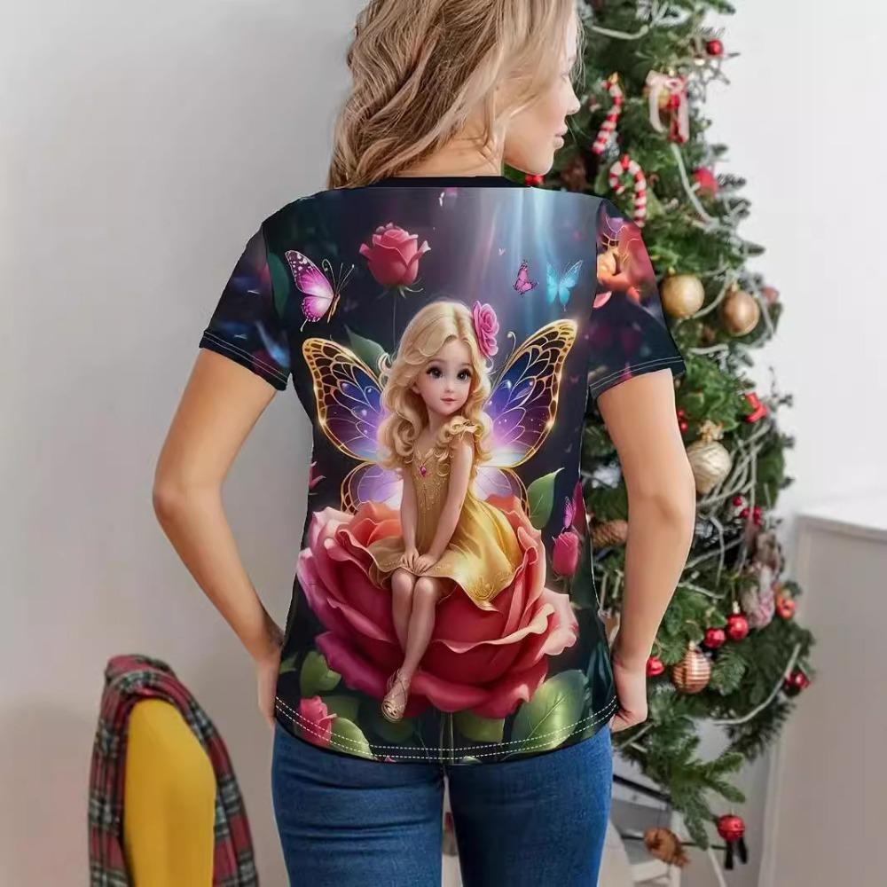 New Cartoon Doll 3D Printing T-shirt Children's Short-sleeved Girls Summer Loose Casual Tops