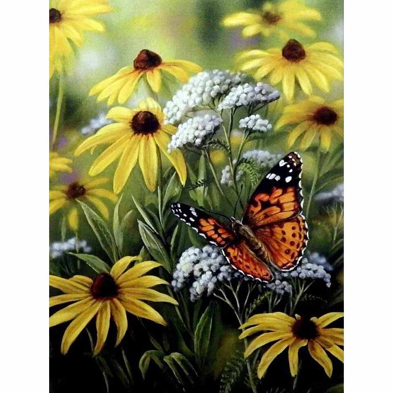 5D DIY Ζωγραφική με Διαμάντια Φρέσκα Λουλούδια Βοοειδή Κέντημα με Διαμάντια Πεταλούδα Σταυροβελονιά Πλήρης Στρογγυλή Τρύπα Διακόσμηση Σπιτιού Δώρο